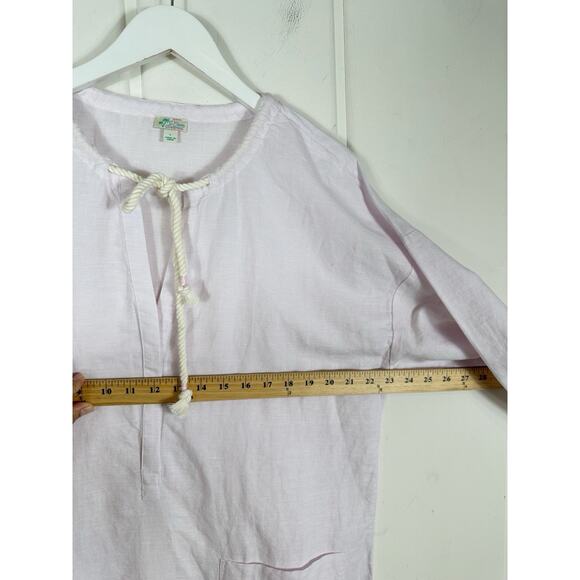 J. Crew Beachwear Large Pink Linen Blend Cover Up Tunic Coastal Beach Pockets - Picture 5 of 14